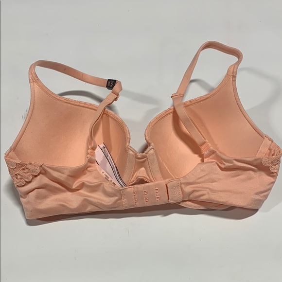 Victoria’s Secret - 7132 32D Elegant Lace Trim Peach Bra Pushup Padding - Picture 9 of 10